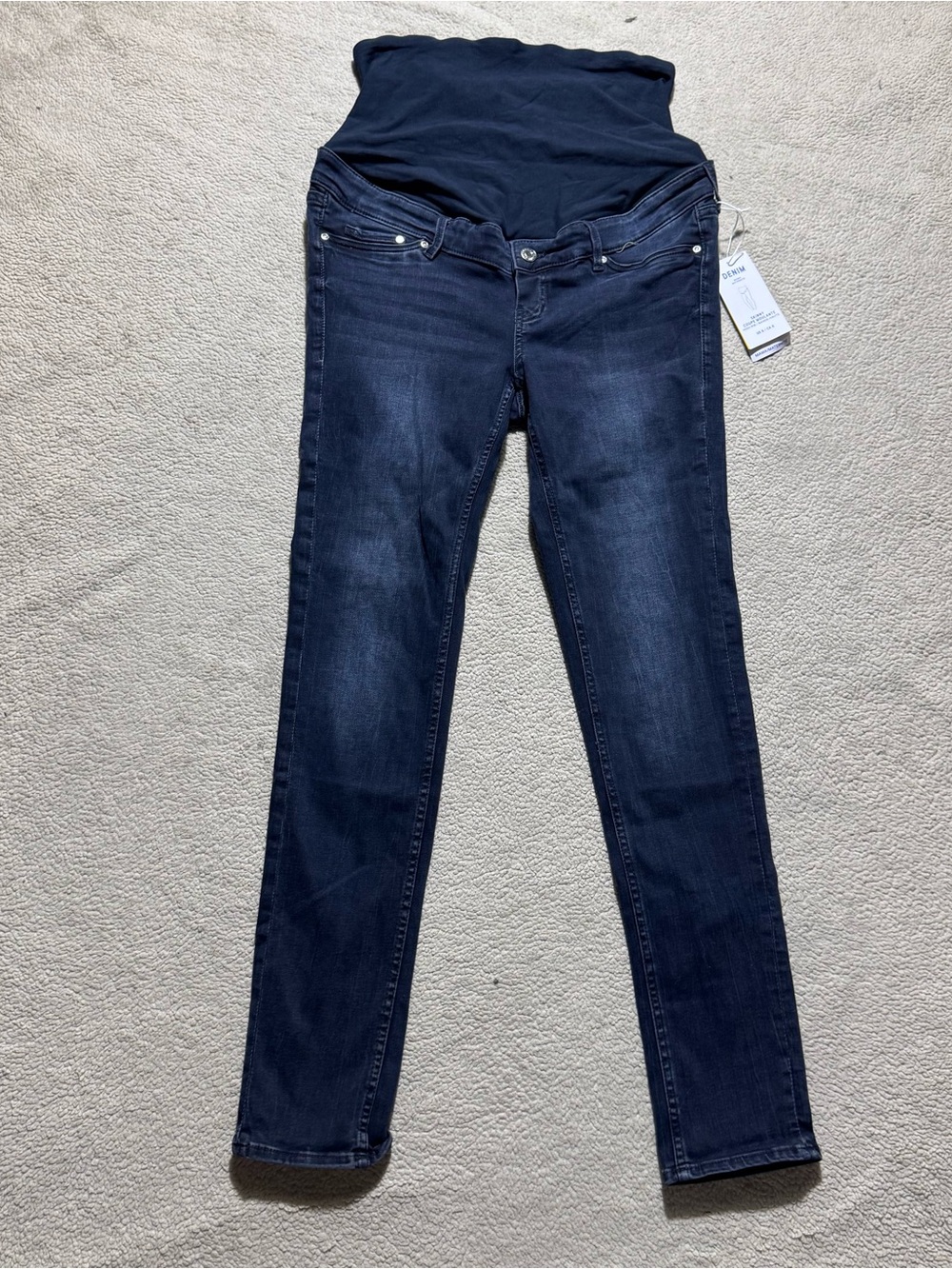 H&M Jeans Womens 8 Maternity Skinny High Rib Dark Wash Blue Denim Stretch NEW